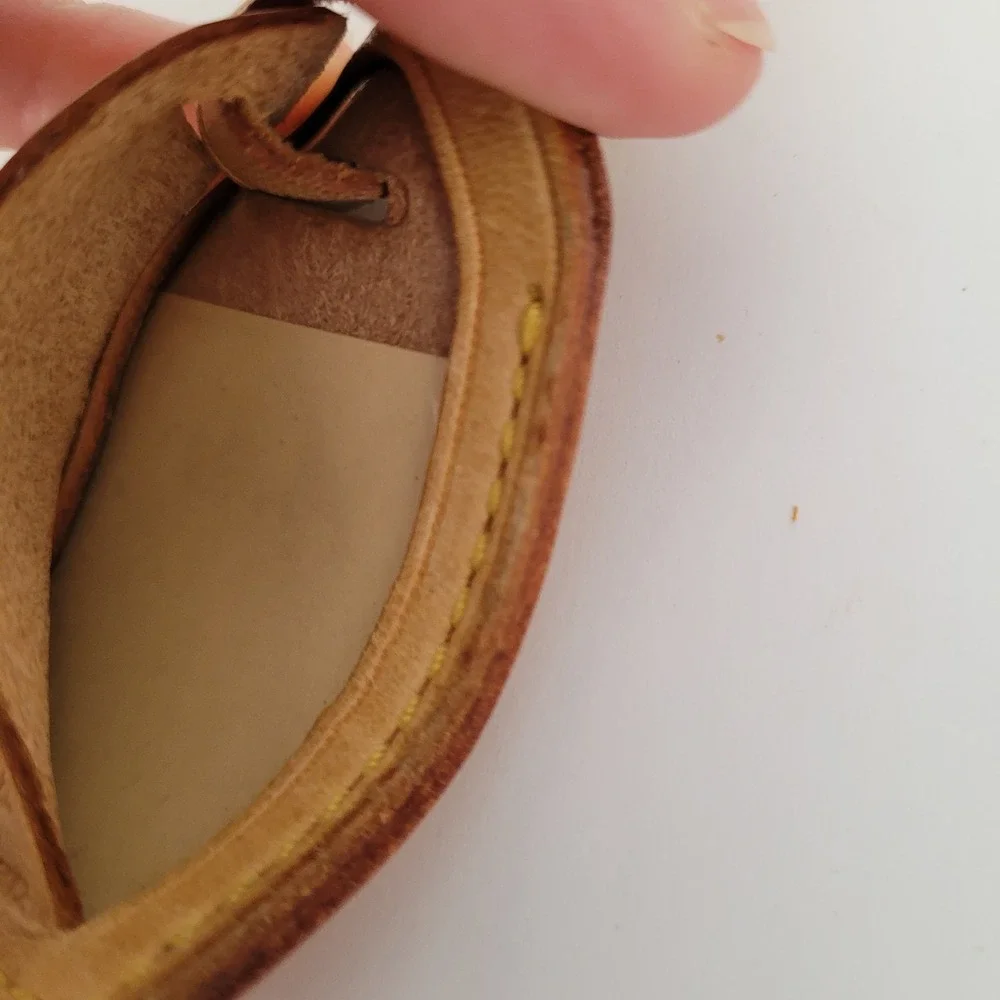 Louis Vuitton Vachetta Leather Luggage Tag Tan Brown Travel Accessory France RN